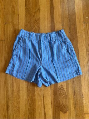 Madewell Blue Striped High-Waist Casual Shorts